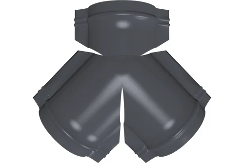 Тройник Y конька полукруглого 0,5 Satin с пленкой RAL 7024 мокрый асфальт