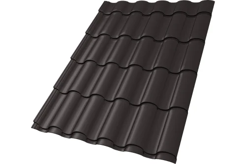 Металлочерепица "Кредо" ("Kredo") v01 0,5 Satin RR 32 темно-коричневый GrandLine – Столица крыш