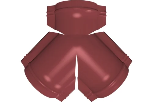 Тройник Y малого конька полукруглого 0,5 Satin с пленкой RAL 3011 коричнево-красный