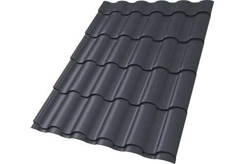 Металлочерепица "Кредо" ("Kredo") v01 0,5 Satin Matt RAL 7024 мокрый асфальт GrandLine – Столица крыш
