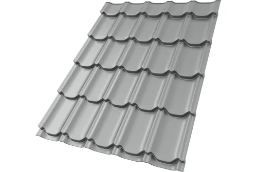 Металлочерепица "Квинта плюс" ("Kvinta plus") 0,5 Satin RAL 9006 бело-алюминиевый GrandLine – Столица крыш