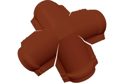 Четверник конька малого полукруглого 0,5 Satin с пленкой RAL 8004 терракота