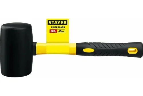 Киянка резиновая Stayer черная, фиберглассовая рукоятка 450г (2054-65)
