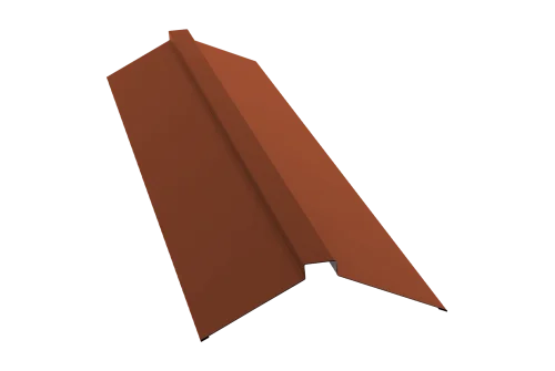 Планка конька плоского 150х40х150 0,5 Satin с пленкой RAL 8004 терракота (3м)