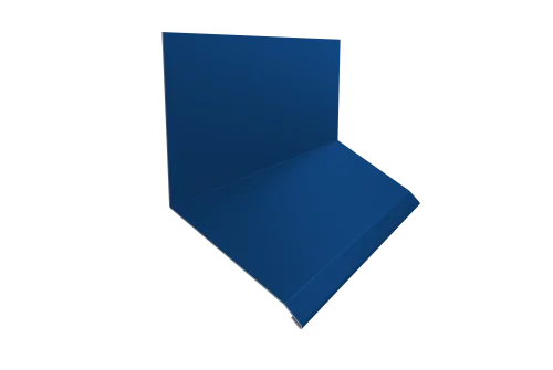Планка примыкание верхнее к стене фальц 150х130х20 0,5 Satin с пленкой RAL 5005 сигнальный синий (2м)