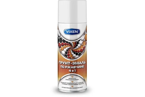 Грунт-эмаль по ржавчине VIXEN 4в1 сигнальный белый (RAL 9003) аэрозоль 520мл (VX-519003)