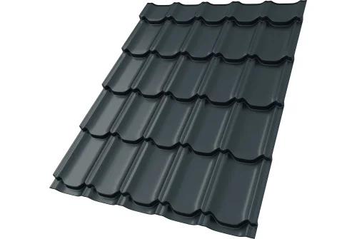 Металлочерепица "Квинта плюс" ("Kvinta plus") 0,5 Satin Matt TX RAL 7016 антрацитово-серый GrandLine – Столица крыш