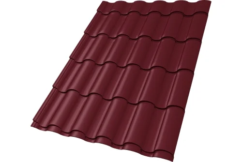 Металлочерепица "Кредо" ("Kredo") v01 0,5 Satin Matt TX RAL 3005 красное вино GrandLine – Столица крыш