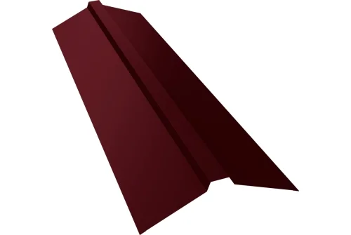 Планка конька прямоугольного 115х30х115 0,5 Satin с пленкой RAL 3005 красное вино (3м)