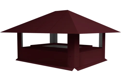 Дымник на трубу 520х390мм 0,5 Satin Matt TX с пленкой RAL 3005 красное вино