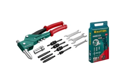 Заклепочник комбинированный Kraftool Combo3-M6 360°,поворотный, 3 вида заклёпок, в кейсе (31178_z01)