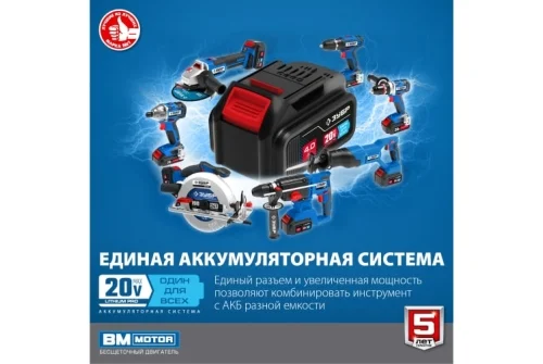 Дрель-шуруповерт аккумуляторная ударная Зубр Профессионал бесщеточная, 20В, 2х4Ач, в кейсе (DBS-201-42)