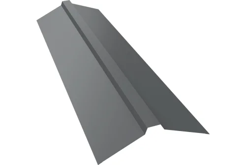 Планка конька прямоугольного 115х30х115 0,7 PE с пленкой RAL 7004 сигнальный серый (3м)
