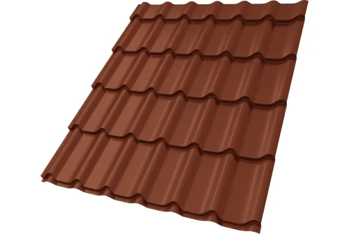 Металлочерепица Классик ("Classic") v01 0,5 Satin RAL 8004 терракота GrandLine – Столица крыш