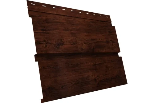 Софит металлический Квадро Брус Grand Line без перфорации 0,45 Print Elite с пленкой Cherry Wood TwinColor